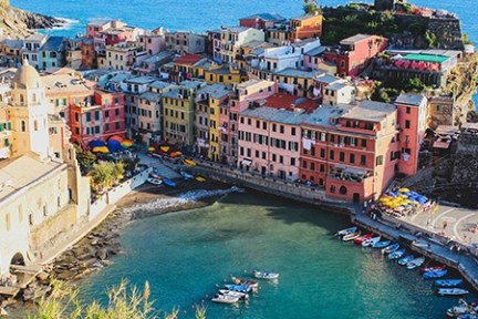 Cinque Terre over a body of water
