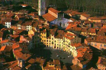 an aerial view of a city